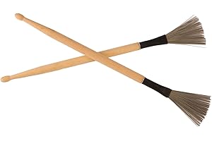LIEBEWH 2Pcs Drum Brushes with Wooden Handle Retractable Wire Head for Drum Set and Percussion Instruments Band Performance Accessories