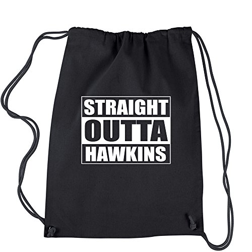 Backpack Stranger Straight Outta Hawkins Black Drawstring Backpack