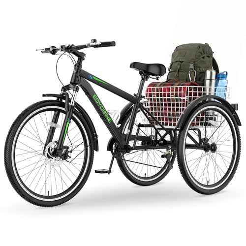 MOPHOTO Adult Mountain Tricycle, 3 Wheel Cruiser Bike, 24/26/27.5 Inch