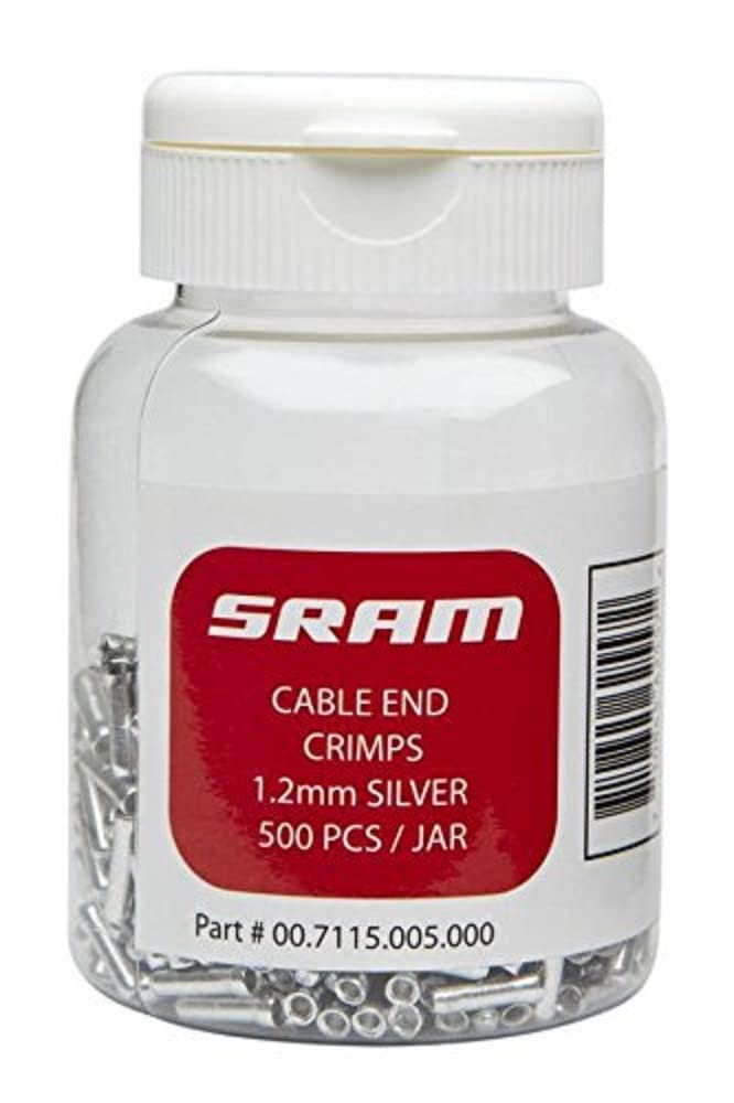 Sram MTB Gear Cable End Crimps 500-Count Jar 1.2 mm - Silver
