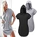 Doreen Women's Loose Hoodie T Shirt Tops Short Sleeve Mini Dress Casual Blouse
