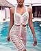 UONBOX Women's Sexy Sheer Mesh See Through Low Open Back Fringed Strappy Tassel Bandage Dress for Night Party