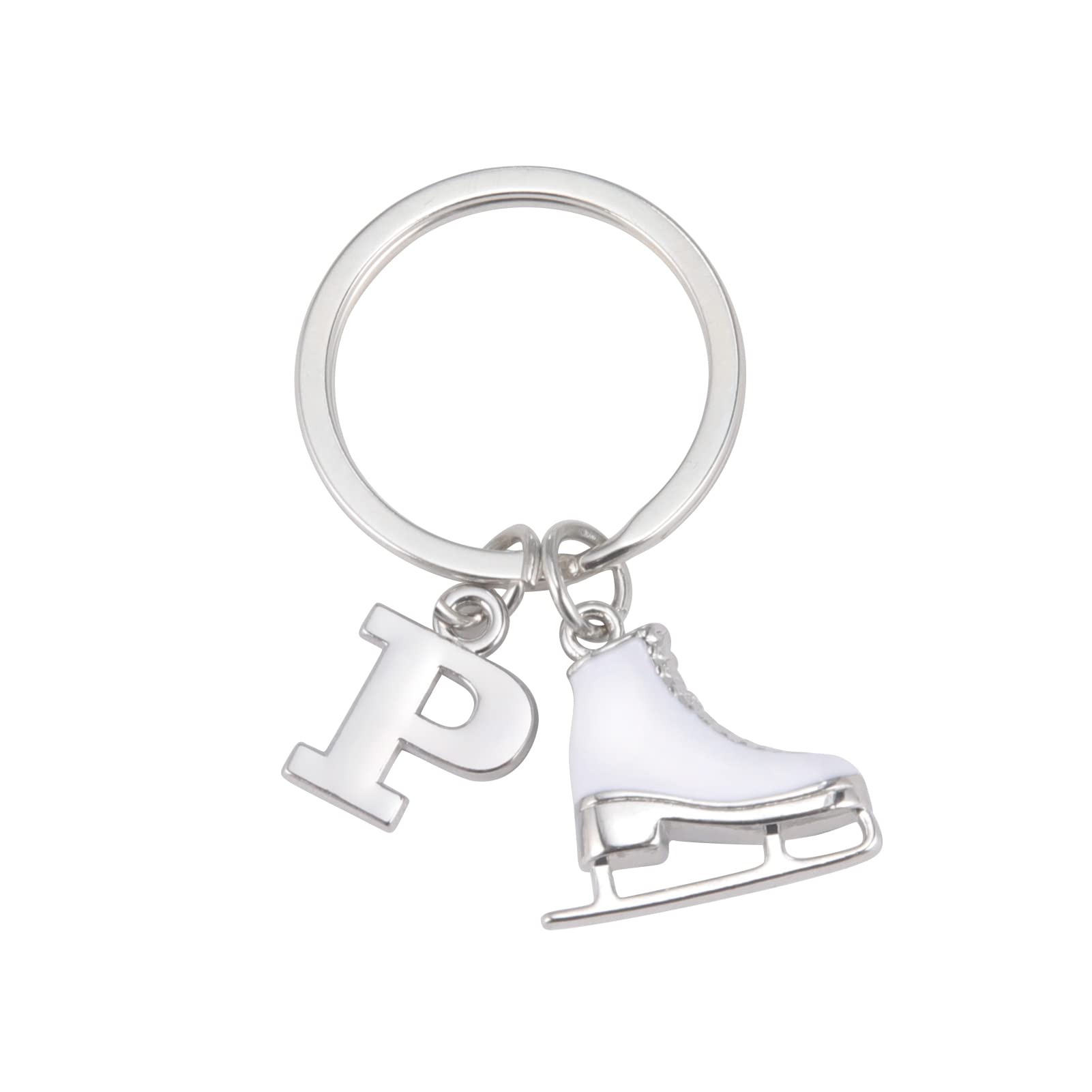LIKGREAT Ice Skate Keychain Figure Skating Keychains Initial Ice Skating Charm Keyring Handbag Decoration, P, Medium — image 1
