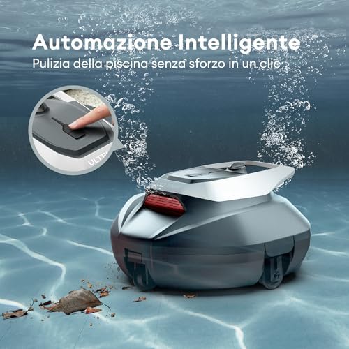 Pooleco 10 Robot Piscina Senza Fili,Doppia Filtrazione,Doppio Motore,robot piscina fuori terra, 90 Min di Pulizia,Parcheggio Automatico, per piscine fino a 80 m²