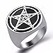 ELFASIO Pentagram Satanic Baphomet Goat Rings Sulfur Leviathan Cross Satan Demon Devil Symbol Men Stainless Steel Ring Size 8