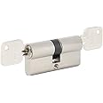 Jeriup 65mm (27.5/10/27.5) Both Side keyed Euro Profile Lock Cylinder with 3 Yale Keys, Both Side Open Copper Lock Cylinder, Anti-Rust Corrosion Resistant Anti-Theft Wooden Door Lock Cylinder
