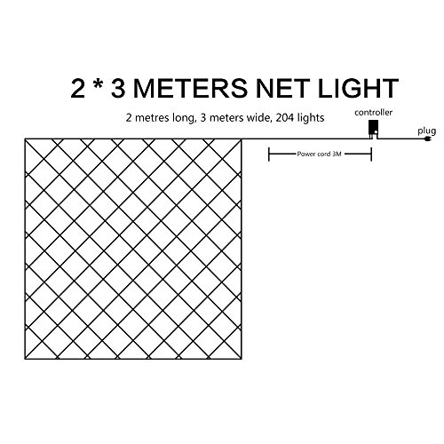 DOCHEER LED Net Mesh String Fairy Lights 204 LEDs, 6.56 Ft x 9.84 Ft,8 Modes, Blue Outdoor Transparency String Lights Waterproof Christmas Decorative Lights for Christmas Tree, Holiday, Party, Wedding - Thumbnail 6