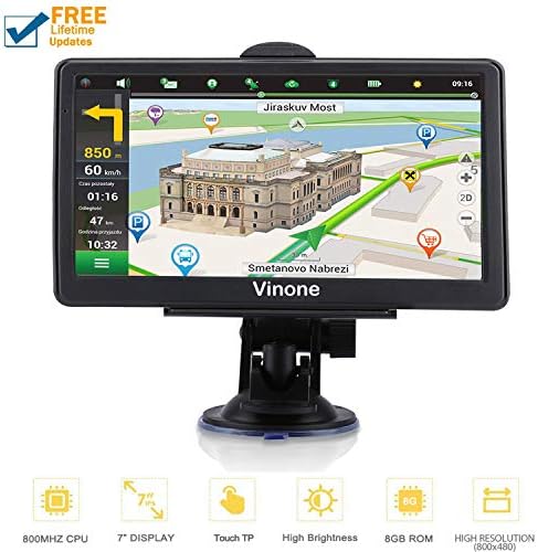 GPS Navigation for Cars, 7-inch Portable Car GPS Navigation System, Built-in 8GB-256MB Real Voice Turn Alarm Satellite Navigator.Lifetime Free Map Updates (Black)