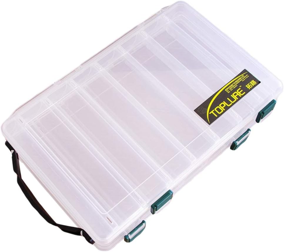 Qualilty Waterproof Fishing Box Lightweight Transparent Double Sided Plastic Fishing Box Lure Swivel Hook Bait Kit Storage with Dividers, Fishing Tackle Storage Case Container Supplies Accessories