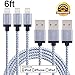 Sunnest 3Pcs 6FT Extra Long Nylon Braided 8 Pin Lightning Cable USB Charging Cord with Aluminum Connector for iPhone 6/6s/6 plus/6s plus, 5c/5s/5, iPad Air/Mini, iPod Nano/Touch(White)