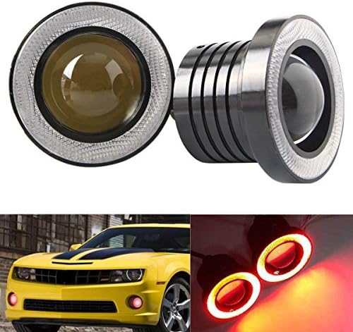 Car LED Fog Lights,Diaoaokiss Driving Fog Light Angel Eyes Halo Ring DRL Driving Bulbs 2pcs (3.0 Inch, Red)