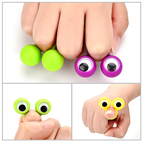 Jovitec 48 Pieces Googly Eye Rings Finger Puppets Wiggly Eyeball Finger