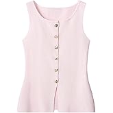 GORGLITTER Women's Sleeveless Sweater Vest Tops Dressy Button Up Fall Business Casual Knit Cardigan Going Out Tops