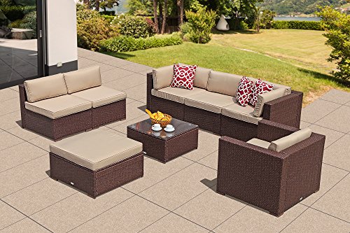 Super Patio Outdoor Patio Furniture Set, 8 Piece All Weather Resistant Outdoor Conversation Sets ...