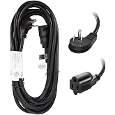 EP 10 Ft Indoor Flat Plug Extension Cord, Black | Low Profile 3 Prong Grounded, 16/3 Gauge 13A 125V 1625W, For Laptops, Coffee Makers, Office Home Appliances