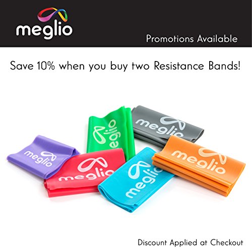 Meglio Latex Free Resistance Bands 7ft. Exercise Bands for Physical Therapy, Strength Training Workouts, Yoga, Pilates, Stretching. Range of Resistance Strengths & Exercise Guide Booklet Included