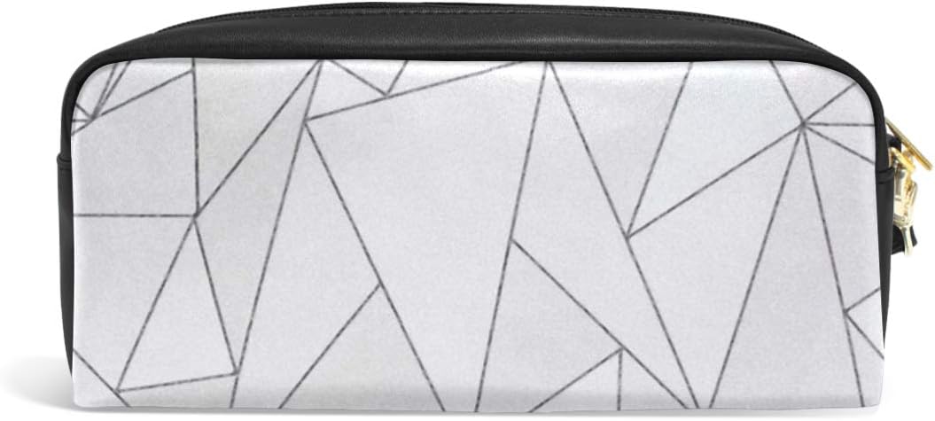 ISAOA Large Capacity Pencil Case and PU Leather Pen Bag Geometry Zipper Stationery Supplies Pencil Pouch Comestic Makeup Bag for Girls and Boys - Image 3