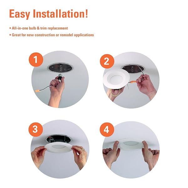 HALO 5 INCH / 6 INCH LED RECESSED LIGHT TRIM WITH 5 COLOR TEMPERATURES, DIMMABLE BAFFLE CAN LIGHTS FOR CEILING, 6-PACK. 750 LUMENS LT56079FS1EWHR6PK