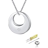 YinShan Urn Necklaces for Ashes for Women Girls Cremation Jewelry 925 Sterling Silver Eternity Memorial Forever in My Heart Ashes Keepsake, Adjustable Silver Chain 18+2 Inches