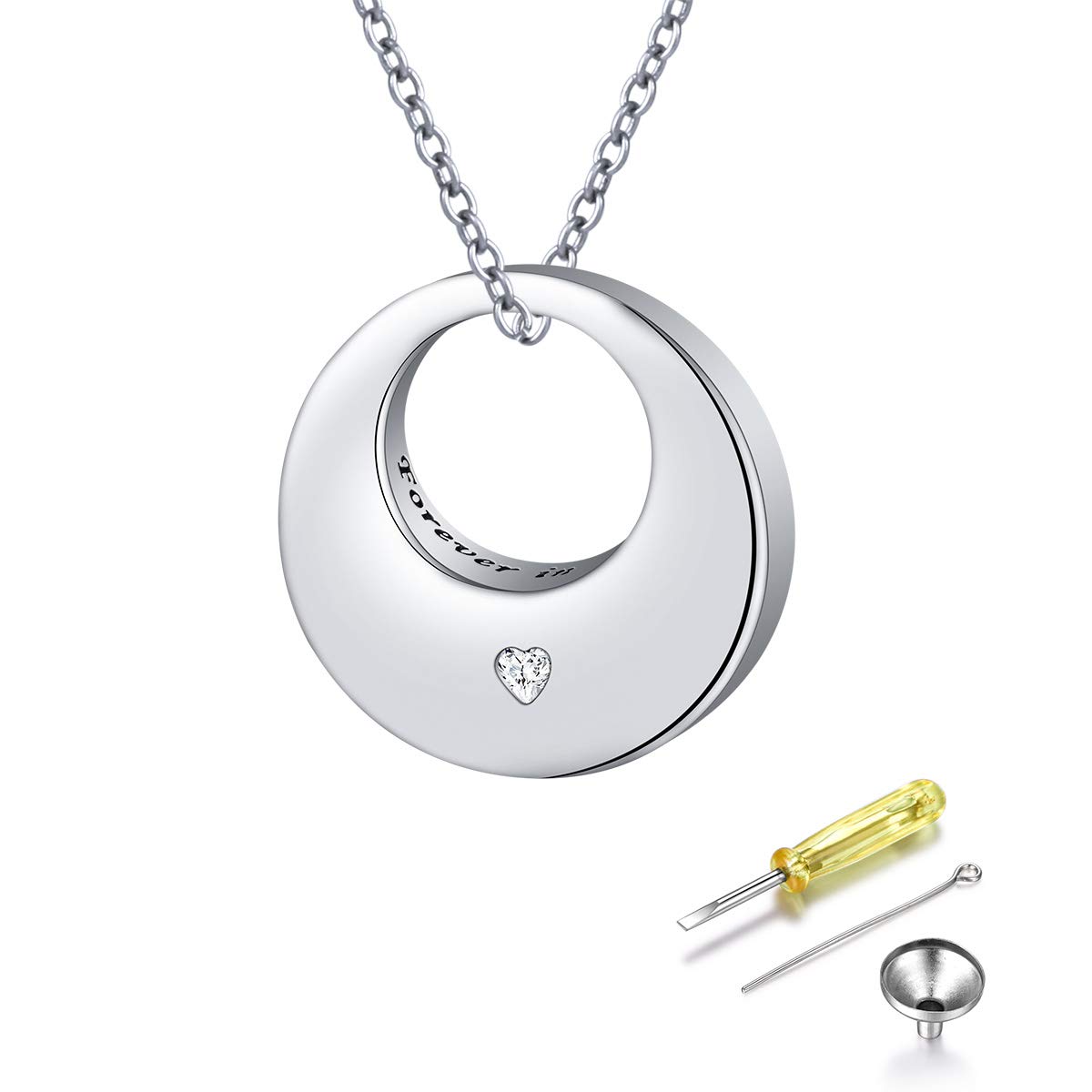 Flyow Circle of Life Urn Necklaces for Ashes for Women Cremation Jewelry 925 Sterling Silver Eternity Memorial Forever in My Heart Ashes Keepsake — image 1