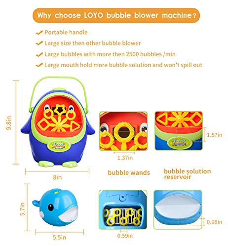 Bubble Machine - Automatic Bubble Blower with Bubble Solution for Kids Toddlers, Portable Bubble Maker with Bubbles Solution for Party, Wedding, Outdoor and Indoor Use, Battery Operated, Penguin Shape