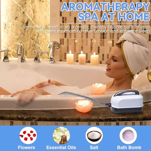 Bath Spa Massage Mat, Jacuzzi Bath Mat with 6-Speed Adjustable, Non-Slip and Inflatable Pillow, Bath Spa Mat for Bathtub(Upgraded Version)