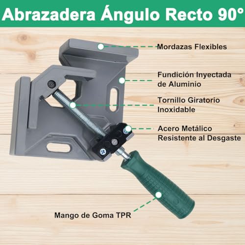 ADILIKADII Abrazadera de Ángulo Recto de 90 Grados, Juego de 2 Prensa Esquineras con Mandíbula Ajustable, Herramienta Cuadrada de Sujeción para Marcos De Fotos Carpintería Estanterías Armarios Soporte