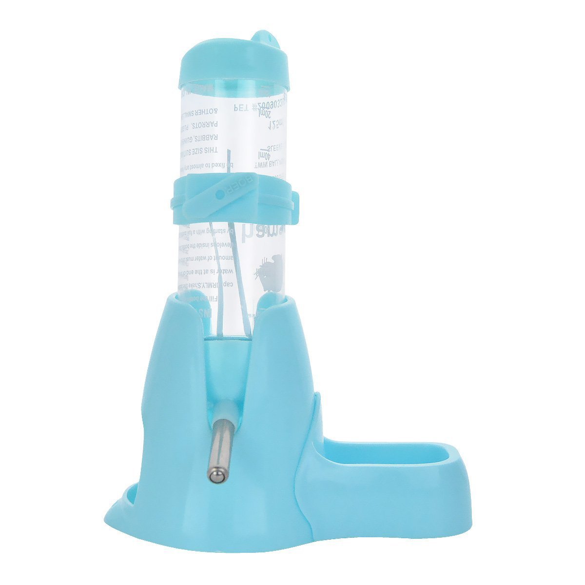 MOACC Hamster Water Bottle, No Drip Automatic Feeder Water and Food Dispenser, Small Animal Drinking Bottle Ideal for Guinea Pig, Rat, Rabbit, Dwarf, Gerbil, Chinchilla(125ML, Blue)