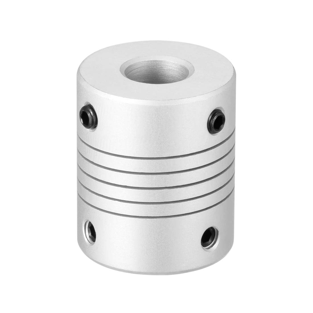 sourcing map 8mm to 10mm Aluminum Alloy Shaft Coupling Flexible Coupler Motor Connector Joint L30xD25 Silver