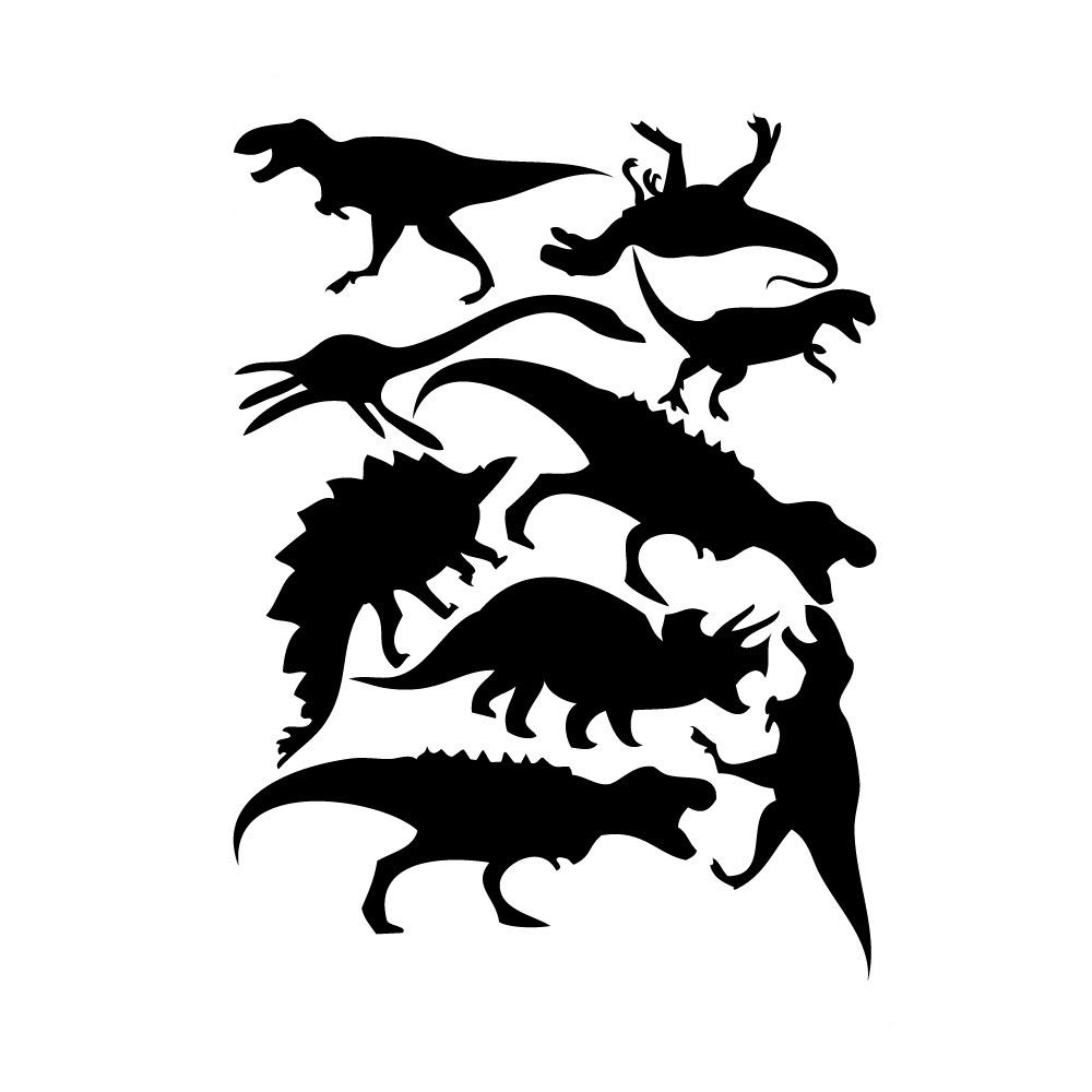 DIY Small Assorted Dinosaurs Wall Sticker Decal - Black