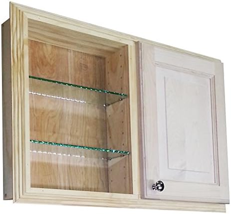 WG Wood Products Recessed Dual Mount Dual-Sided, Single Door Manhattan Medicine Storage Cabinet with 3.5" Deep, 18", Unfinished Pine