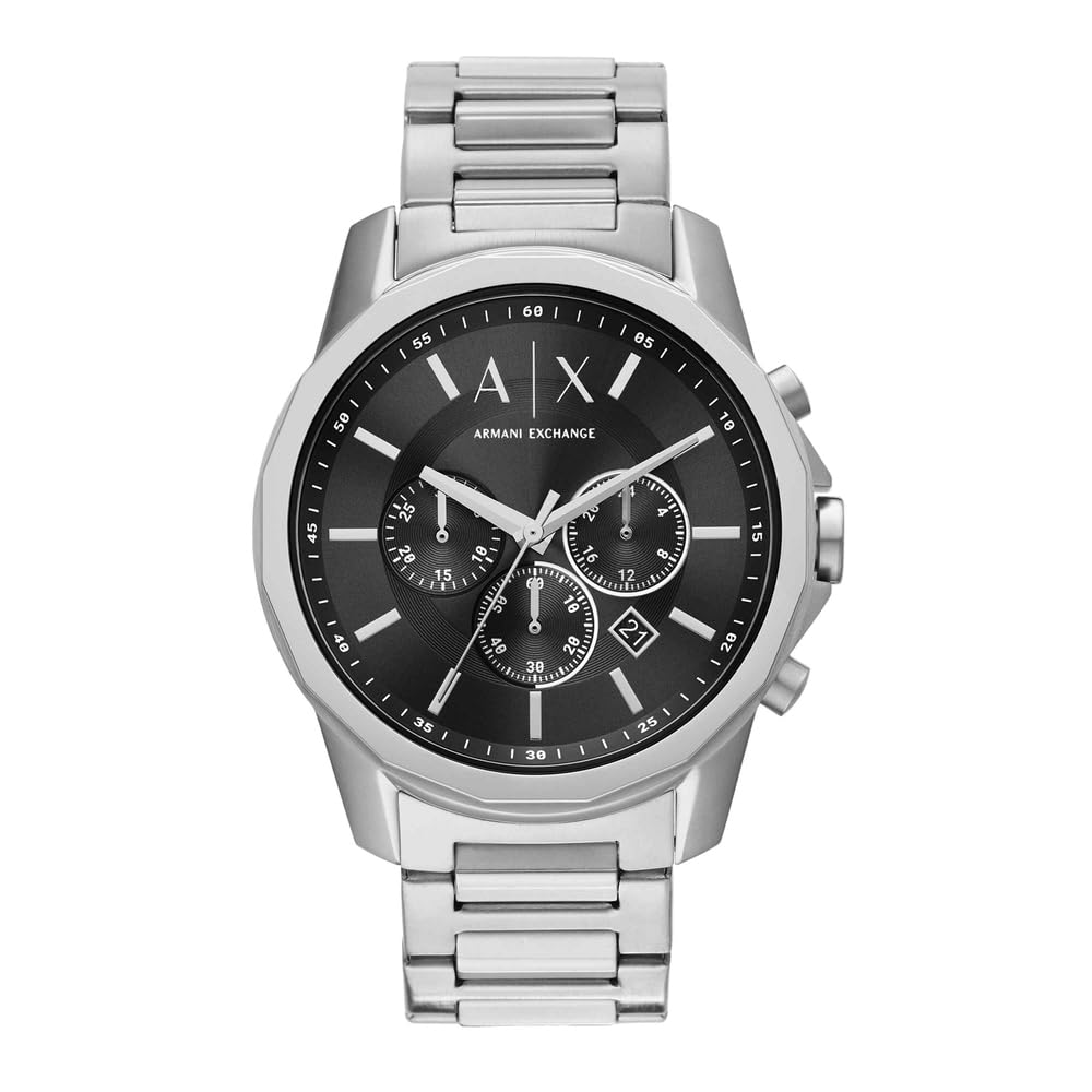 Armani Exchange Watch For Men, Chronograph Movement and 44mm Case Size with Stainless steel, Leather or Silicone strap