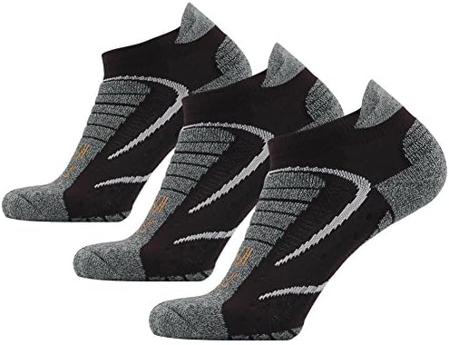 Facool Men's Dry-Fit Athletic Padded Hiking Trekking Running Walking Ankle/Crew Socks 3 Pairs