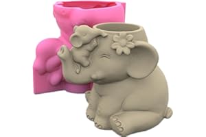 ANKTILY Cute Mother and Child Elephant Succulent Flower Pot Pen Holder Silicone Mold Concrete Plaster Planter Cactus Vase Mold Cement Clay Epoxy Resin Mould