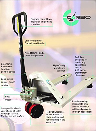 CARBO GLIDE 6000 Heavy-Duty Pallet Jack 5500 lbs/Hand Pallet Truck 27x48