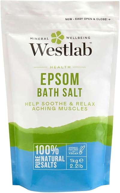 Westlab Pure Mineral Bathing Epsom Salt 1kg Magnesium Sulfate Muscle Relaxation
