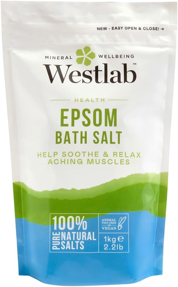 Westlab Pure Mineral Bathing Epsom Salt 1kg Magnesium Sulfate Muscle Relaxation