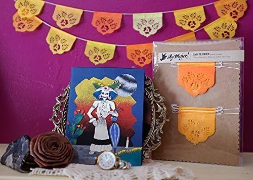 Dia de Los Muertos - Day of the Dead - LAS FLORES mini papel picado banners - marigolds