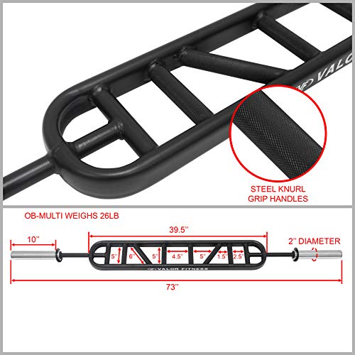 Valor Fitness OBMULTI Swiss Bar Football Barbell w/ Multi Grips for