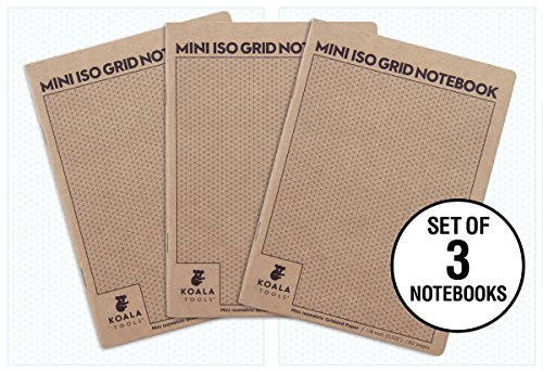 Koala Tools | Mini Isometric Graph Paper Notebook (3 pack) | 5" x 7", 60 pp. - Kraft Cover Isometric Grid Drawing Pads - Suitable for Industrial, Architectural, Interior Design
