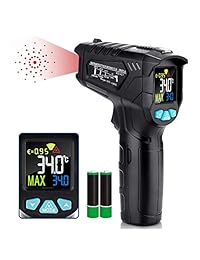 Termómetro infrarrojo, sin contacto, digital, láser, infrarrojo, termómetro, pistola   58°F~716°F( 58.0 °F~716.0 °F) ajustable, emisividad, lectura instantánea para cocina cocina automoción industrial con pantalla de color de retroiluminación HD