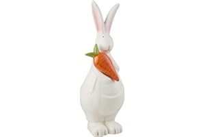 SafeSir Ceramic Bunny Figurine Easter Bunny Decorations White Rabbit Statues Easter Porcelain Decoration for Home Farmhouse Spring Tabletop Wedding Gifts(Large Carrots)