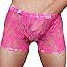 FEESHOW Men's Lace Flower Floral Print Pouch Underwear Boxer Briefs Shorts Rose One size