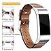 Mornex band Compatible with Fitbit Charge 3 Band & Charge 3 SE Leather Straps, Adjustable Genuine Classic Replacement Wristband for Charge 3 Fitness Accessories with Metal Connectors, Brown