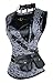 Charmian Women's Plus Size Retro Goth Spiral Steel Boned Brocade Steampunk Bustiers Corset with Jacket and Belt Grey XXXXX-Large