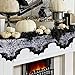FunisFun Halloween Lace Fireplace Mantle Scarf Cover, Black Cloth Spider Web Bats Runner Door Window Curtain Kitchen Decorations Gothic Festival Party Decor, 20 x 80 Inch