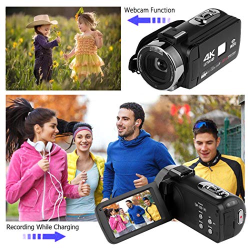 Videocmara-4K-Cmara-de-Video-WiFi-Videocamara-con-micrfono-Full-HD-1080P-30FPS-Cmara-Vlog-de-Pantalla-Tctil-de-3HD-para-Youtube-con-Visin-Nocturna-por-Infrarrojos-y-Control-Remoto
