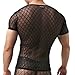 YUFEIDA Sexy Men's T-Shirt Mesh Sheer Undershirt Man Underwear Black (L)