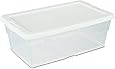 Sterilite 16428012 6 Quart/5.7 Liter Storage Box, White Lid with Clear Base, 12-Pack