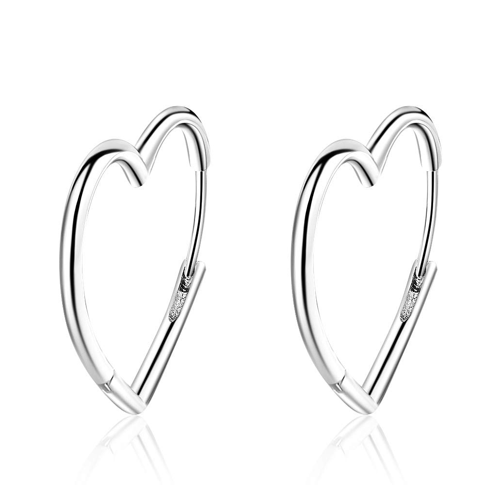 QIAMNI Love Heart Hoop Earrings for Women Girls Gift Big Circle Fashion 925 Silver Earrings Birthday Gift Dainty Jewellery